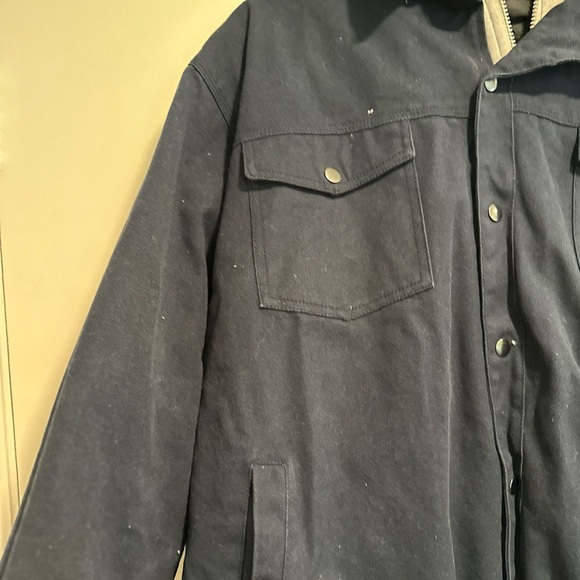 Men's XXL Dunbrooke Workwear Canvas Navy hooded jacket. New England Patriots. - Picture 11 of 15